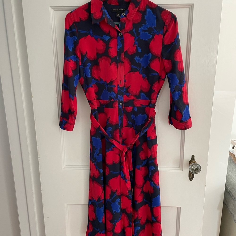 Floral belted blouse dress